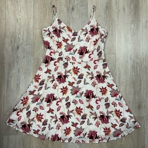 LOFT Outlet Women White Pink Floral Sleeveless Dress Fit Flare Size 10P Petite